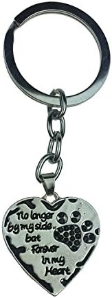 No Longer By My Side But Forever in My Heart Black Crystal Paw Prints Pendant Keyring Keychain