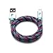 Paracable® Paracord Wrapped iPhone Lightning Cable (Continuum) | Braided Fabric Wrapped Lightning to USB Tangle Free with Aluminum Ends. Dark Purple, Ice Blue, and Magenta iPhone Charger.