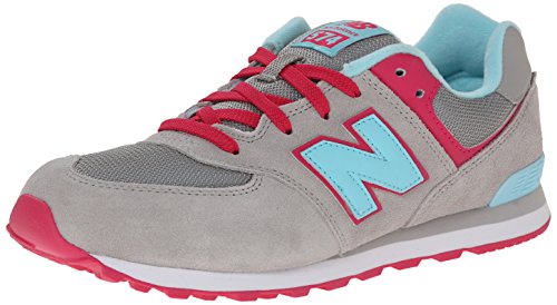 New Balance KL574 Core Grade Running Shoe (Big Kid), Grey/Light Blue, 4 M US Big Kid
