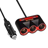 Cigarette Lighter Adapter, KPPOL 120W 12/24 Volt 3-Socket Car Cigarette Lighter Splitter USB Outlet Power Adapter Extension Cord 3.4A Fast Dual USB Car Charger Adapter Powered for iPhone/Samsung Phone