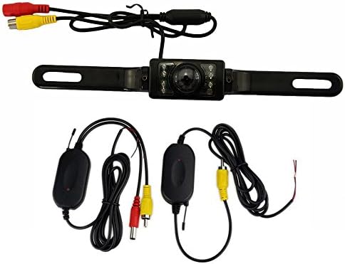 EsiCam 2.4G Car License Mount Wireless Backup Camera Parking Reverse Camera Kits Built-in Distance Scale Lines ,Night Vision Waterproof Cam