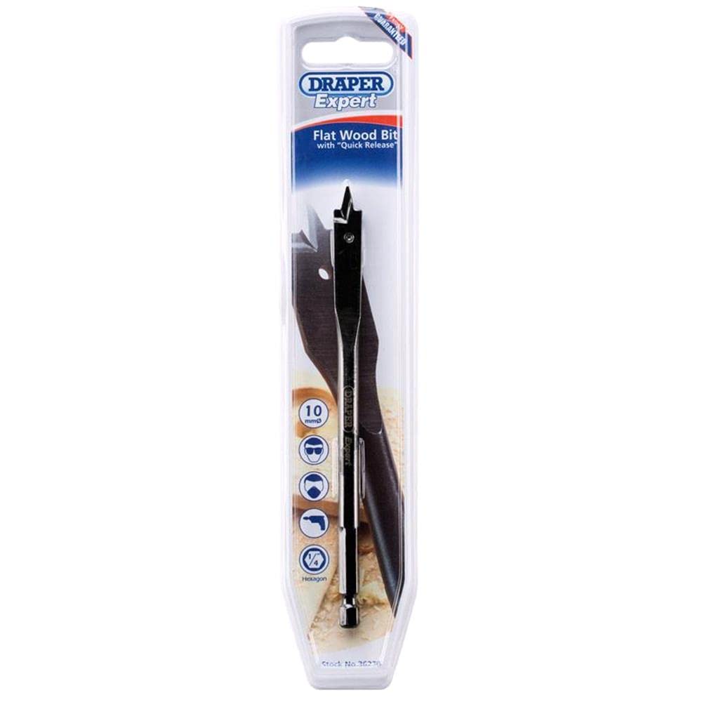 Draper 36230 Expert 10mm Flat Wood Bit with Quick Release