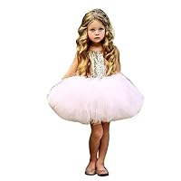 Feitong Toddler Kids Baby Girl Sleeveless Sequins Back Hollow Party Princess Tutu Tulle Dress Outfits