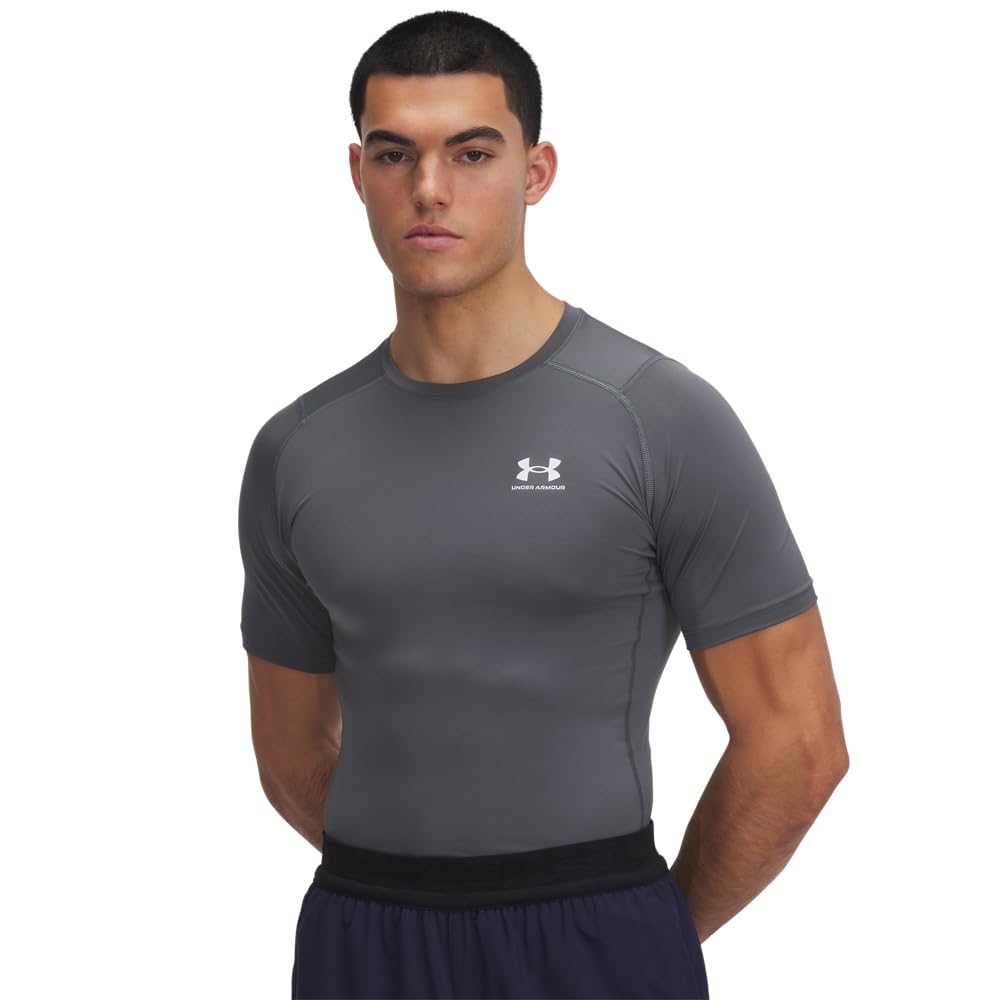 Under Armour Men's Armour HeatGear Compression Short-Sleeve T-Shirt, (012) Pitch Gray / / White, 3X-Large Image
