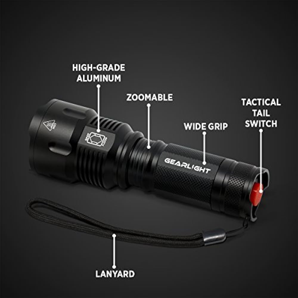 HighPowered LED Flashlight S1200 Mid Size Zoomable Water Resistan