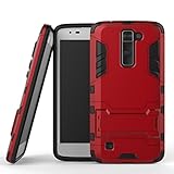 LG K7 Tribute 5 Case,GBSELL Armor Slim Kickstand Protective Phone Shockproof Case Cover (Red)