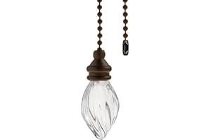 Aoprofree Ceiling Fan Pull Chain, 12 inch Cristal Glass, Polished Antique Finish, 1PCS