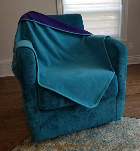 TOP Waterproof Blanket, Deluxe Bed and Furniture Protector for People and Pets, Reversible, Leak Proof Moisture Barrier, Soft Fleece (Purple Blue Reversible, MidSize 60x40)