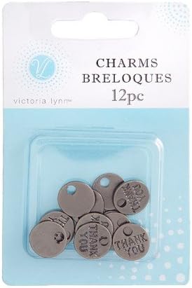 Bulk Buy: Darice DIY Crafts Favor Charms Thank You Round Silver 9/16 inches 12 pieces (3-Pack) 1405-047