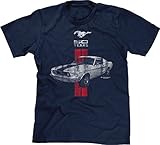 Blittzen Mens T-shirt Mustang 50 Years Red White, Large, Navy Blue