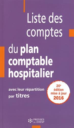 Liste des comptes du plan comptable hospitalier