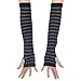 ECOSCO Punk Gothic Horizontal stripes Hand Arm Warmer Finger Gloves (Black/Gray)
