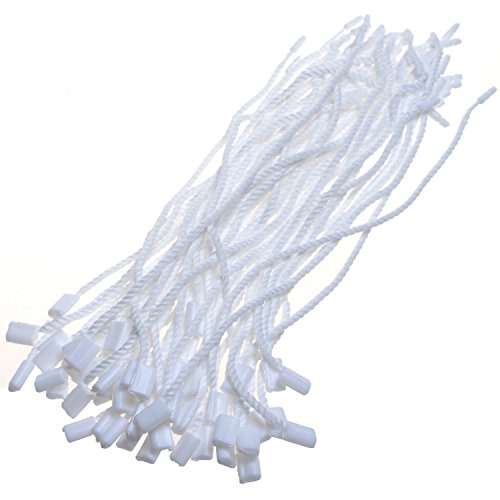 BCP 300-pieces 7" White Hang Tag Nylon Rope String Snap Lock Pin Loop Tie Fasteners - Thumbnail 3