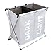 Chrislley X-Frame Double Laundry Basket 2 Section Oxford Dirty Laundry Hamper Sorter Waterproof with Handles（Beige