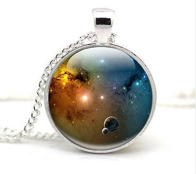 Glass Galaxy Pendant - Glass Pendant Necklace - Galaxy Glass Pendant