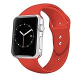 Sport Band for Apple Watch 42mm 38mm, Soft Silicone Sport Strap Replacement Bands for iWatch Apple Watch Series 3, Series 2, Series 1 42mm Red Small
