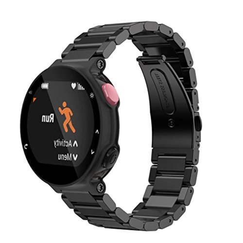Paymenow Metal Stainless Steel Watch Band Replacement Band Wrist Strap Wristband Replacement Strap Bracelet for Garmin Forerunner 220/225/235/630/620/735 (Black)
