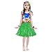 Girl's Elastic Hawaiian Hula Dancer Grass Skirt with Flower Costume Set-Green 13 Years