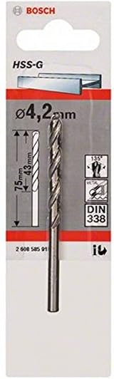 Bosch Professional 1x Metal Drill Bit HSS-G DIN 338 Ø4.2x43x75 mm