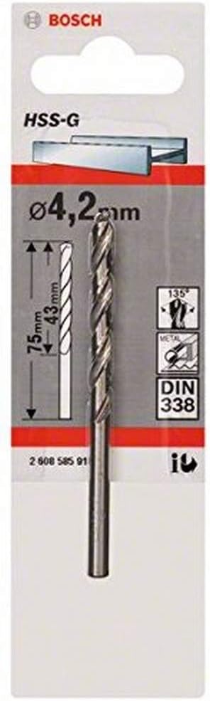 Bosch Professional 1x Metal Drill Bit HSS-G DIN 338 Ø4.2x43x75 mm