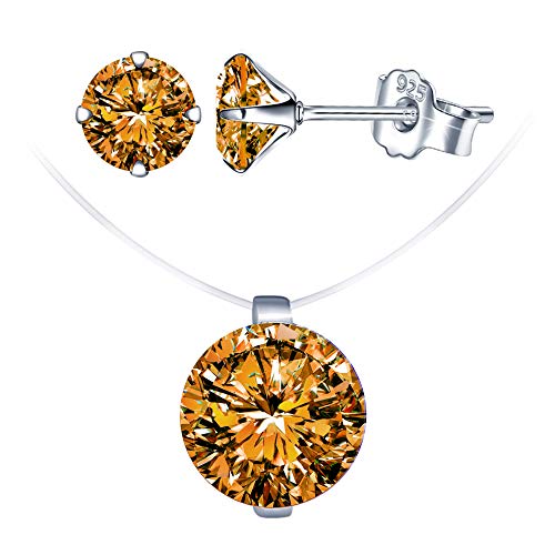 Yumilok Minimalist Cubic Zircon Jewelry Set for Women Fishing Line Necklace Earrings Set