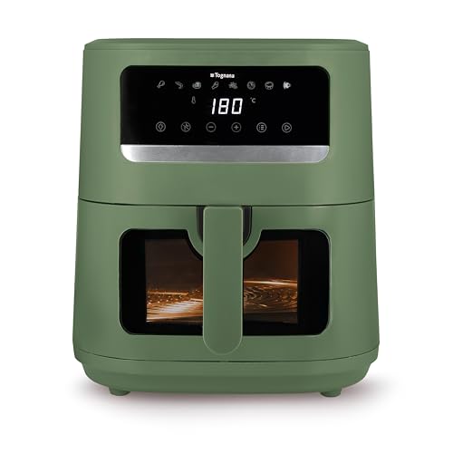 Tognana Iridea, Heißluftfritteuse 8L, doppelte Heizspirale, digitales Display, Timer, 80-200°C, Fenster, 2000W, Salbeigrün