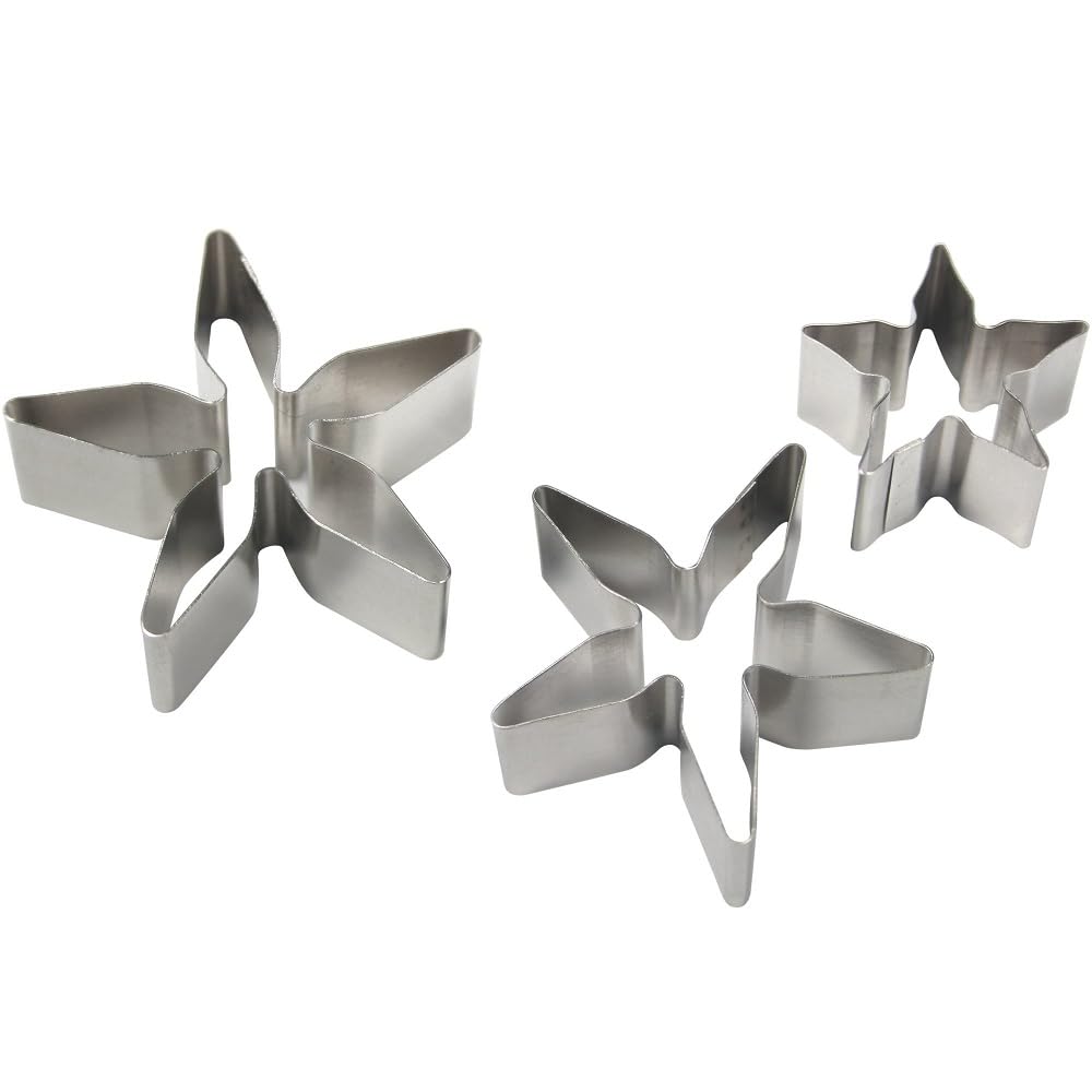 PME RC180 Stainless Steel Rose Calyx / Poinsettia Flower Petal Cutters, Set of 3 Silver 3.7 x 1.2 x 3.9 cm