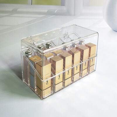 XIAOZHOU Cosmetic storage box Clear Acrylic Makeup Organizer Lipstick Holder Dust Proof Cosmetic Storage Box Nail Polish Stand Rack Lip Gloss Holder Case