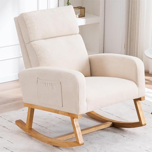 HCHAIRH Rocking Chair Nursery, Nursing Rocker Chairs with High Backrest, Modern Glider