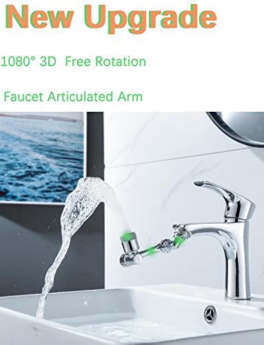 1080° Universal Rotating Faucet Aerator Extender, MISS FIRE Multifunctional Kitchen Sink Faucet Sprayer Attachment for kitchen, bathroom, laboratory with 2 Water Outlet Modes