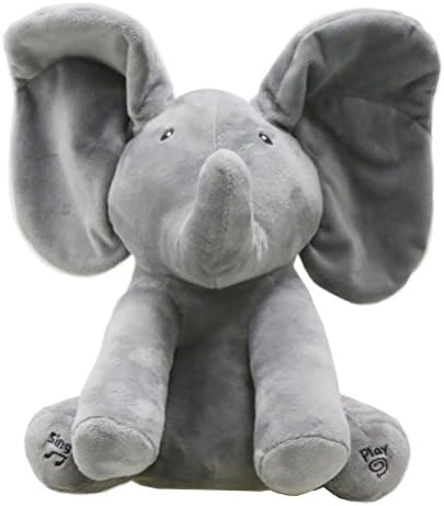 Wsafbom Flappy Elephant, Singing Songs and Animated Elephant Ears Flap Hide-and-Seek Game Plush Stuffed Baby Toy Doll