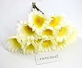 10 PCS Real Touch Latex Silk Artificial fake plastic Daisy Chrysanthemum Flowers Sun Chrysanthemum,Sunflower, Simulation Gerber, Dimorphotheca,Party Room home Decoration DIY Flower Bouquet (white)
