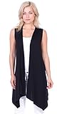 Popana Asymmetric Sleeveless Cardigan - XL Black Made In USA