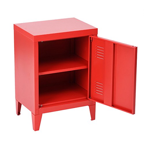 HouseinBox Office File Storage School Lab Supplies Stand Storage 2 Tier Cabinet Shelves, Detachable 4 Legs,Size:15.9'' x 12'' x 22.6'',Red