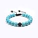 Jade cabbage Distance Relationship 8mm Beads Bracelet for Couple Set Jewelry Adjustable (Black Lava Rock & Turquoise)
