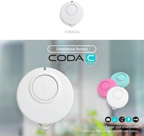 [CODAClick] Bluetooth Remote for Apple iPhone 5/5S/6/6 Plus (iOS7.0 or higher) - Just One Touch to Take the Perfect Selfie, Answer Calls, Control Music, Voice Command via Siri [White]