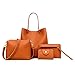 Clearance!4Pcs Women Bags,Todaies Women Pattern Leather Handbag+Crossbody Bag+Messenger Bag+Card Package Pink,Brown,Black,Gray,Red 2018 (4PCS, Brown)