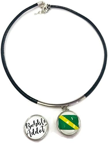 SCUBA Nitrox Diver Flag and Bubble Addict 18" Necklace with 2 18MM - 20MM Snap Jewelry Charms