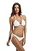 zeraca Women's Tie Side Bottom Triangle Bikini Swimsuits (S6, White)