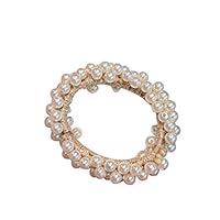 XGao Women Pearls Beads Hair Band Rope Scrunchie Ponytail Holder Pearl Elastics Scrunchies Thicken Soft Elegant Elastic Bands Ties Summer Beauty Cooler Bracelet Decoration Gifts for Girls (Beige)