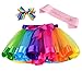 Toycost Layered Rainbow Tutu Skirt Costumes Set with Hair Bows Clips and Satin Sash for Girls Birthday Party Dress up