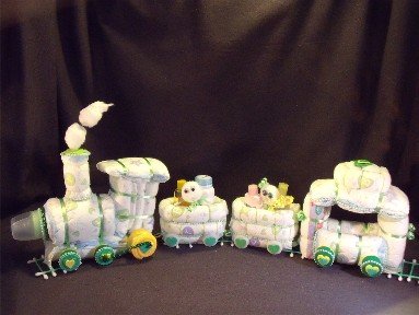 Green Train Set Baby Shower Gift Diaper Cake Centerpiece Buy