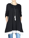 Mordenmiss Women's Tops Lace Tunics Long Sleeve Blouse With Pockets