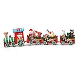 FEITONG 4 Pieces/set Wood Christmas Xmas Train Decoration Decor Gift