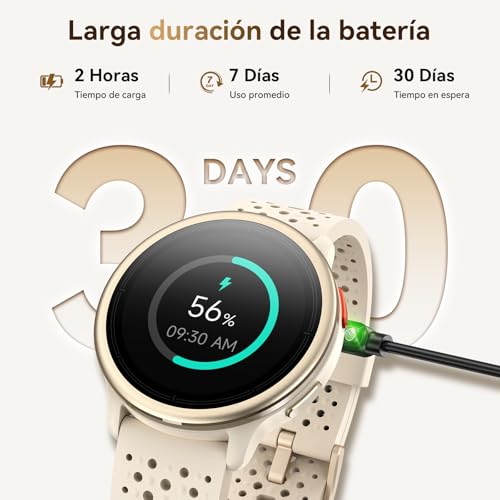 Women's Smart Watch 1.27 Inch Smartwatch Round Man 2 Straps, Sleep Monitor Health and Fitness Functions 120+ Sports Modes 3ATM Waterproof for iPhone/Samsung/Android Beige