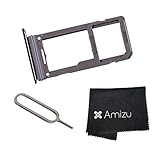 Amizu SIM Card Holder Tray Slot Replacement Part w/Eject Pin Tool for Samsung Galaxy S8/S8 Plus Cloth (Midnight Black)