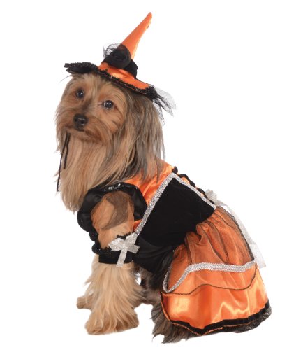 Rubie's Pet Costume, Large, Orange Witch Dress and Hat