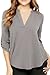 Chase Secret Womens Casual V Neck Button Down Long Sleeve T Shirt Tops Blouses Large Gray