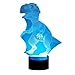 DB.WOR LED Dinosaur Night Light - Colorful LED Lamp 7 Color Change Optical Illusion Touch Table Desk Lamp Birthday Gift for Men Boyfirend Boys Kids Baby