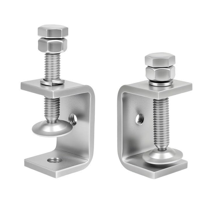 Photo 1 of 1-3/4 Inch C Clamp, 2 Pcs 304 Stainless Steel C Clamps, Small U Clamps for Mounting, G-Clamp with Wide Jaw Opening and I-Beam Design, for Carpentry, Metal Fabrication, DIY Home Improvement (45mm)